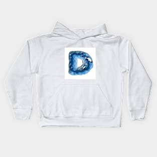 Letter D in deep water papercut design Kids Hoodie